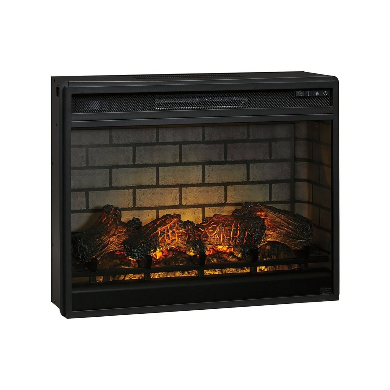 Saltoro Sherpi 31.25 Inch Metal Fireplace Inset with 7 Level Temperature Setting, Black-