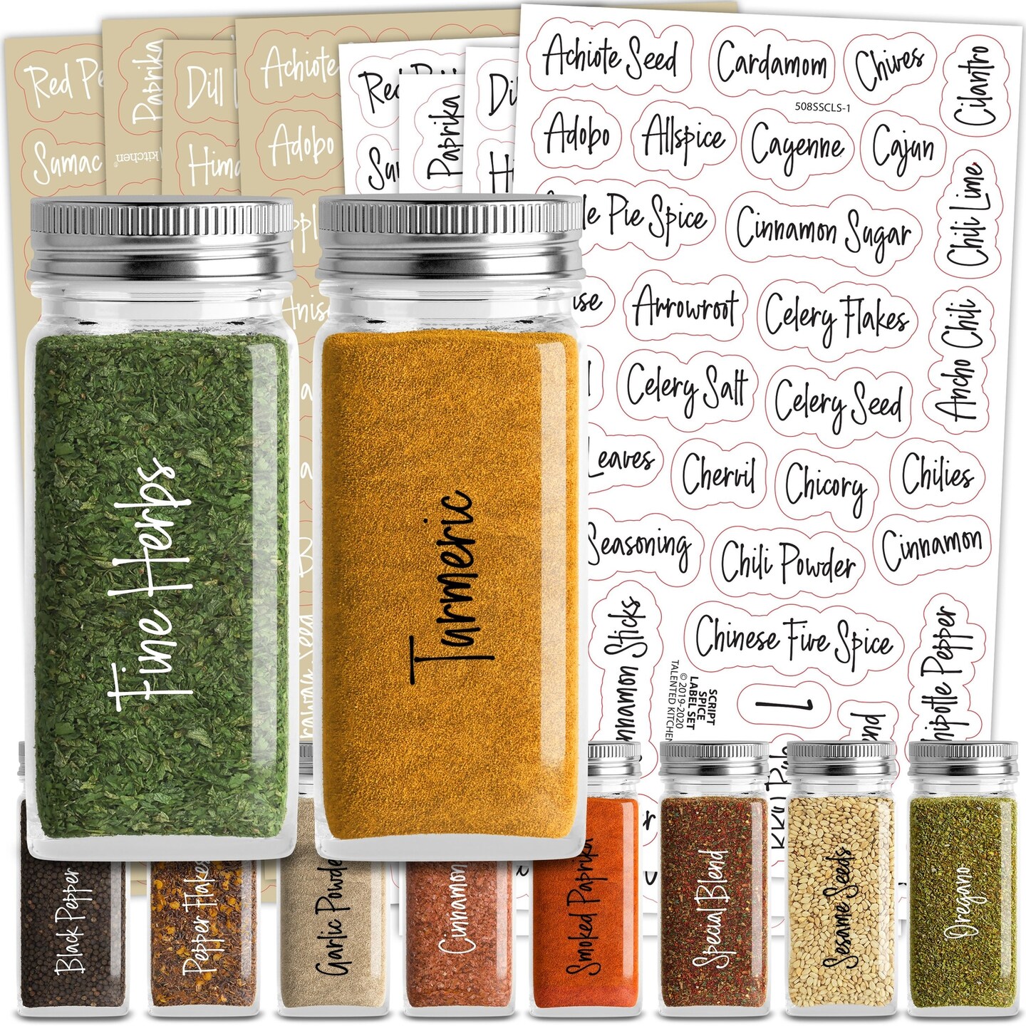 Talented Kitchen 272 Spice Labels Stickers, Clear Spice Jar Labels