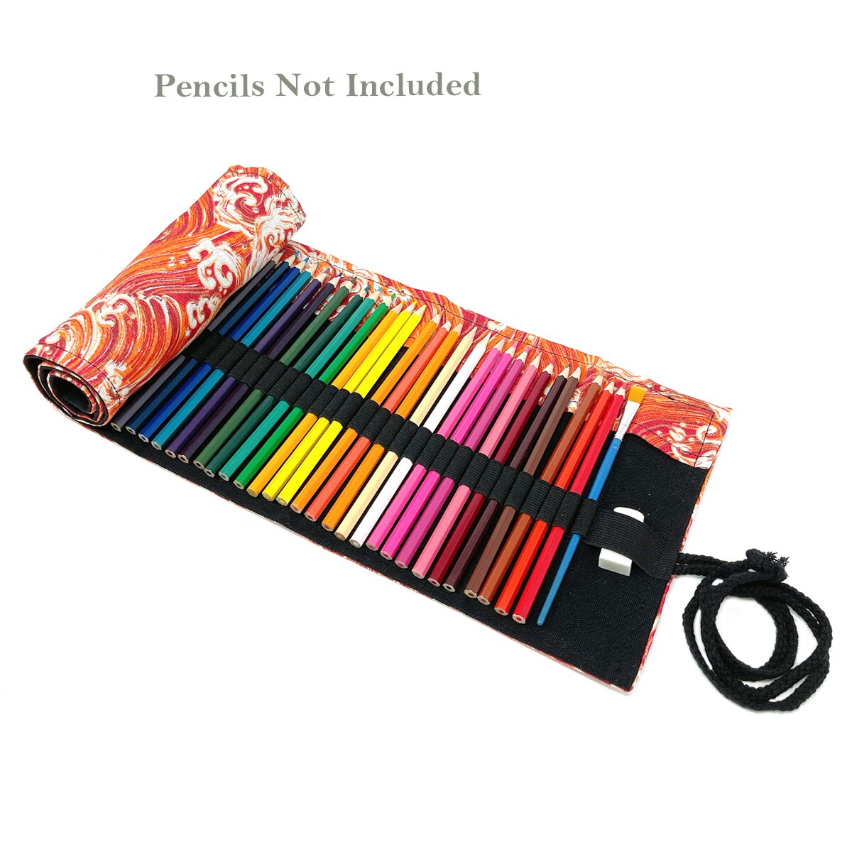 PATIKIL 72-Slot Roll Up Pencil Case - Oxford Cloth Pen Organizer For Artists (Brown/Black)