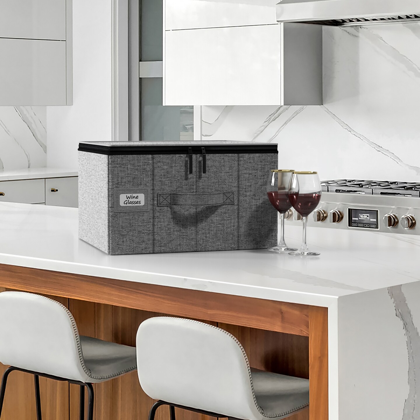 Sorbus 2 Pack Stemware Storage Case - with Hard Shell, Dividers and Handle - Stemware Storage Containers Holds 12