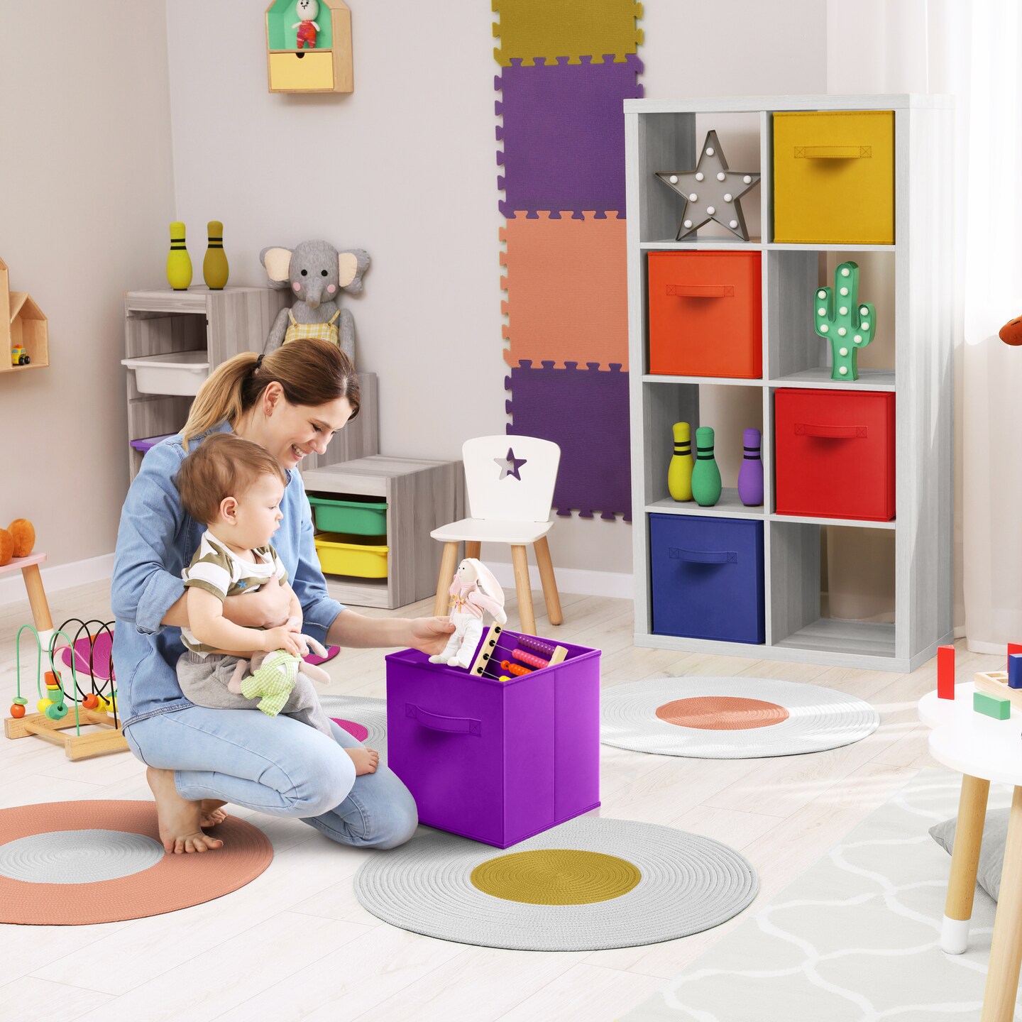 Sorbus 6 Pack 11 Inch Foldable Storage Cubes with Handles- for Organizing Home, Shelves, Nursery, Playroom, Closet and More