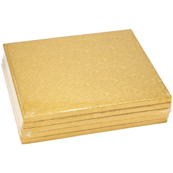 12&#x22; Square Gold Foil Cake Board 5ct