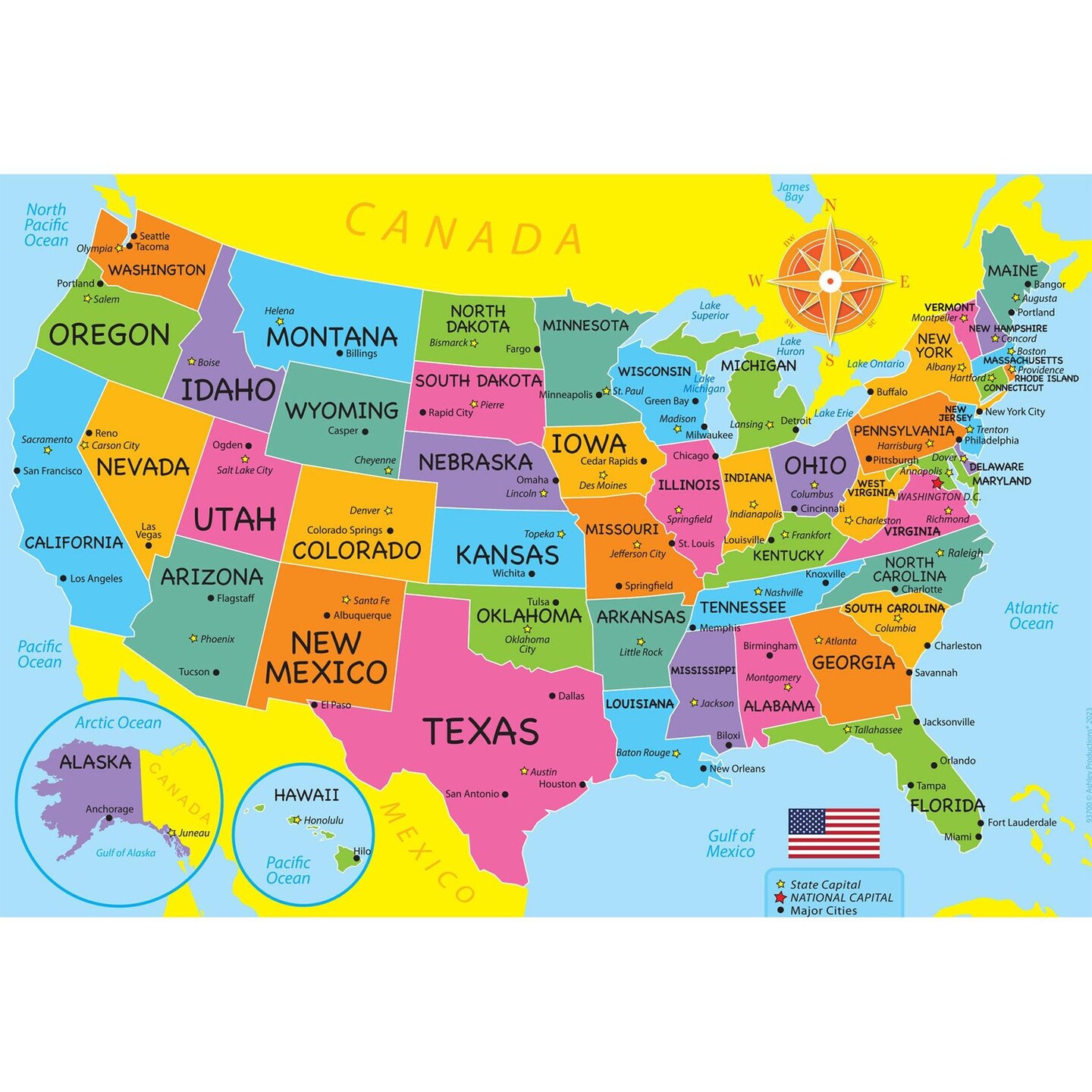 Placemat Studio&#x2122; Smart Poly&#xAE; USA Map Learning Placemat, 13&#x22; x 19&#x22;, Single Sided, Pack of 10