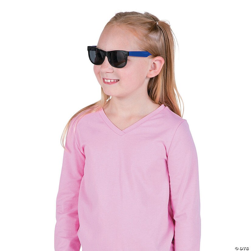 5&#x22; Kids Neon &#x26; Black Plastic Nomad Sunglasses - 12 Pc.