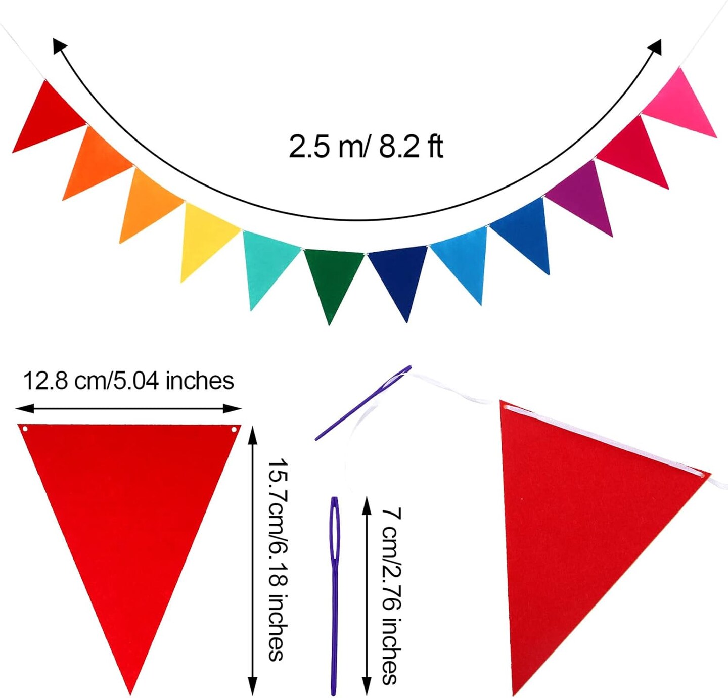 6 Sets Rainbow Pennant Banner Garland Multicolor Bunting Felt Fabric Pennant Banners Flags Rainbow Bunting for Birthday Party Festival Decorations (Rainbow Colors)