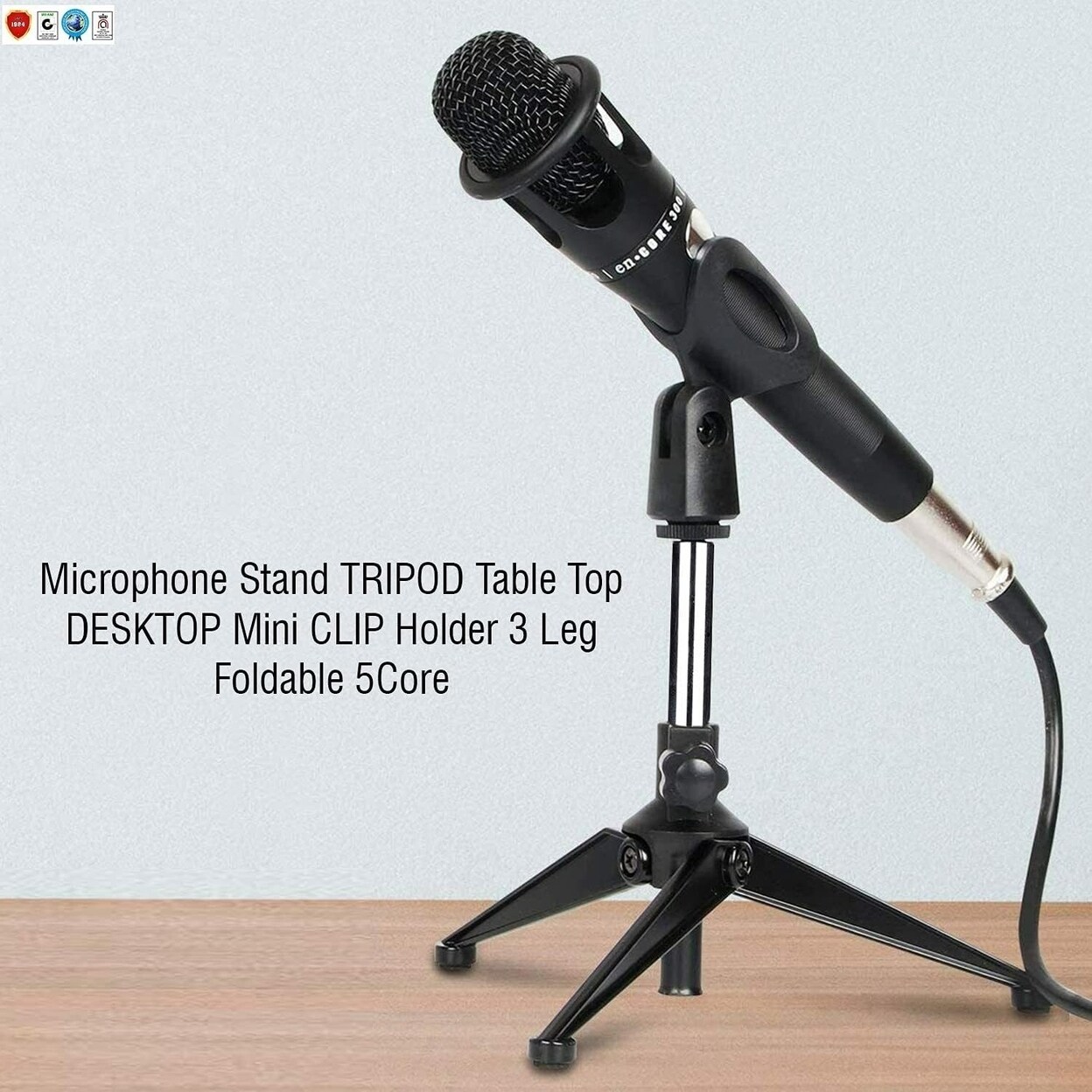 SKUSHOPS Mini Microphone Stand Tripod Universal Adjustable Desk Microphone Stand Portable Foldable Table Top Desktop Stand