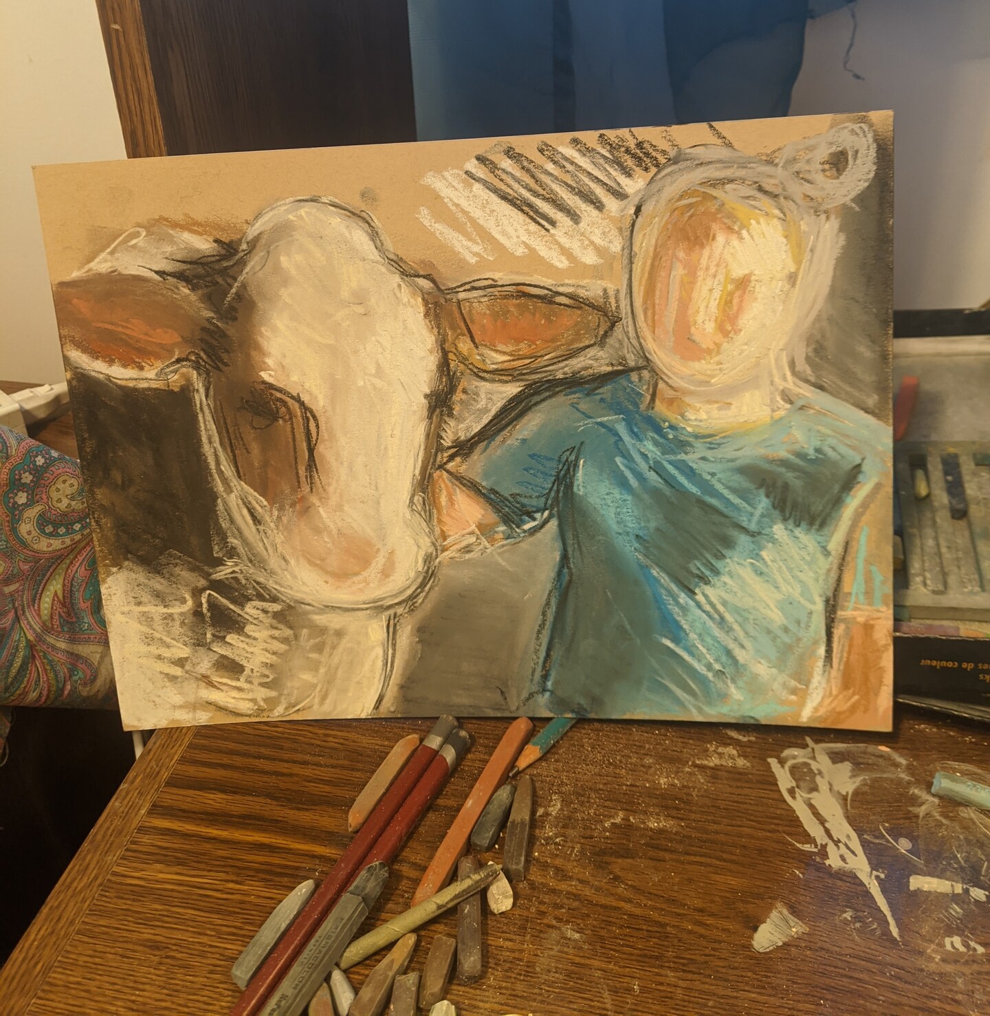 How to draw a portrait using soft hard pastels image 2