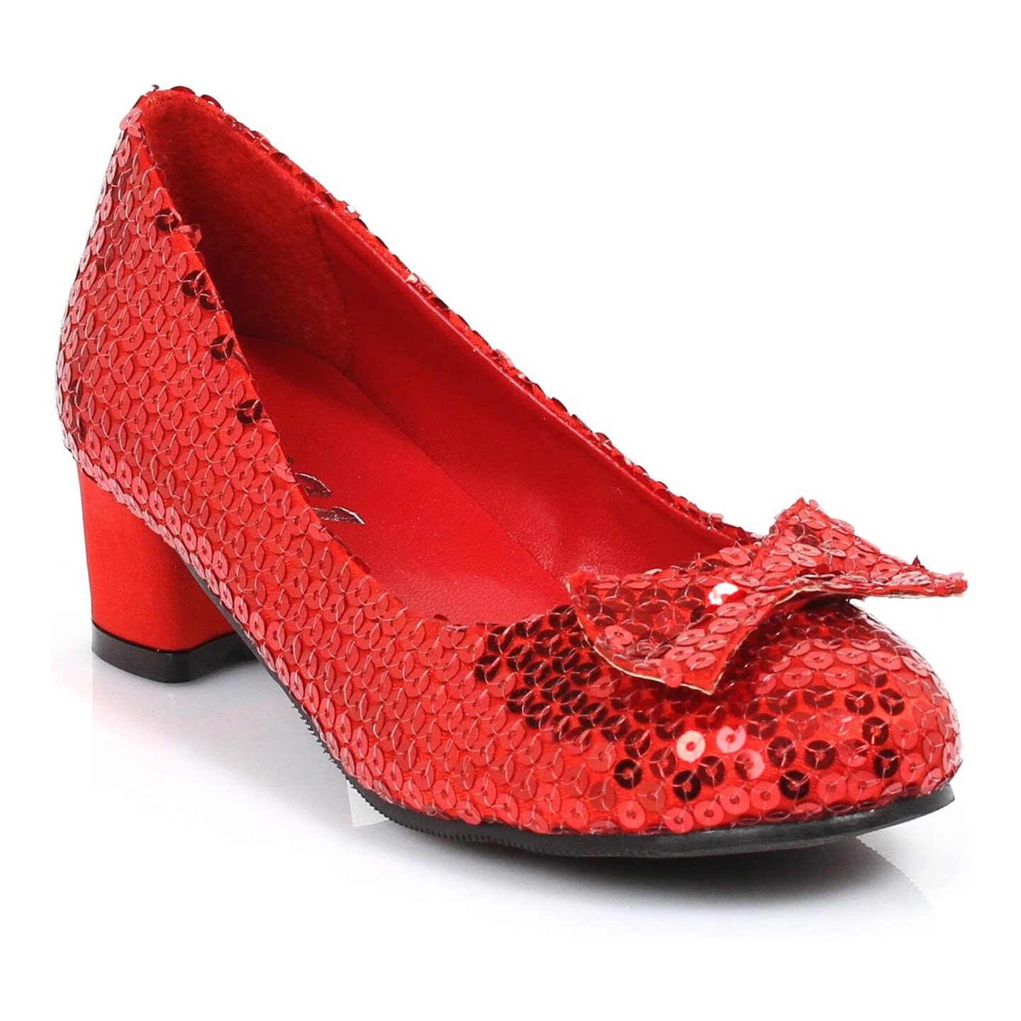 1&#x22; Heel Sequined Red Slipper Shoe Child