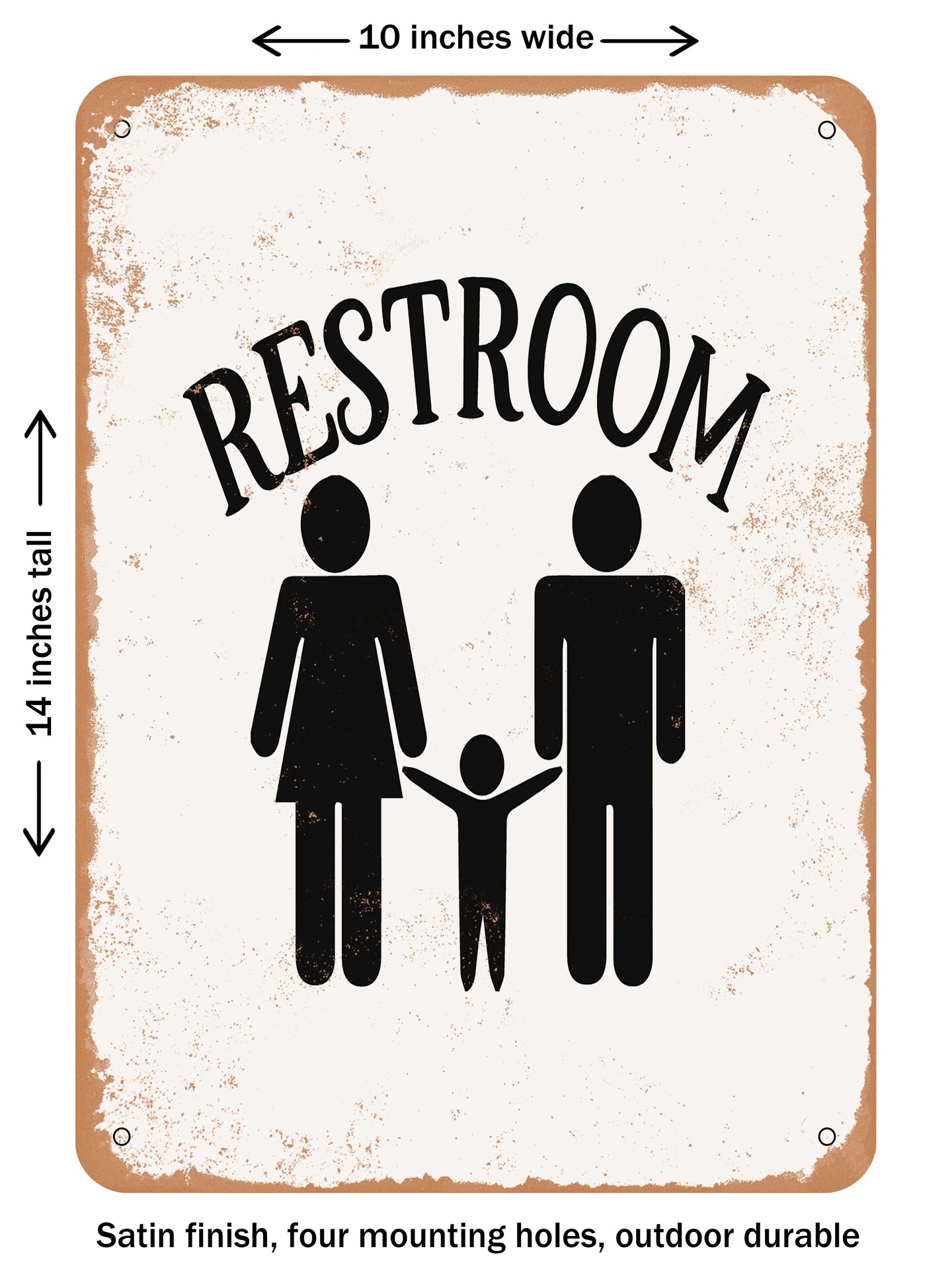 DECORATIVE METAL SIGN - Restroom  - Vintage Rusty Look