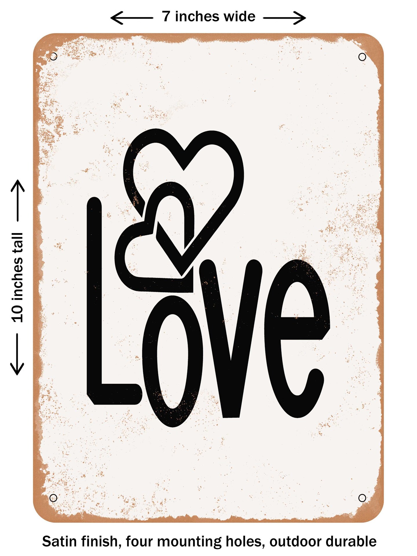 DECORATIVE METAL SIGN - Love - 3  - Vintage Rusty Look