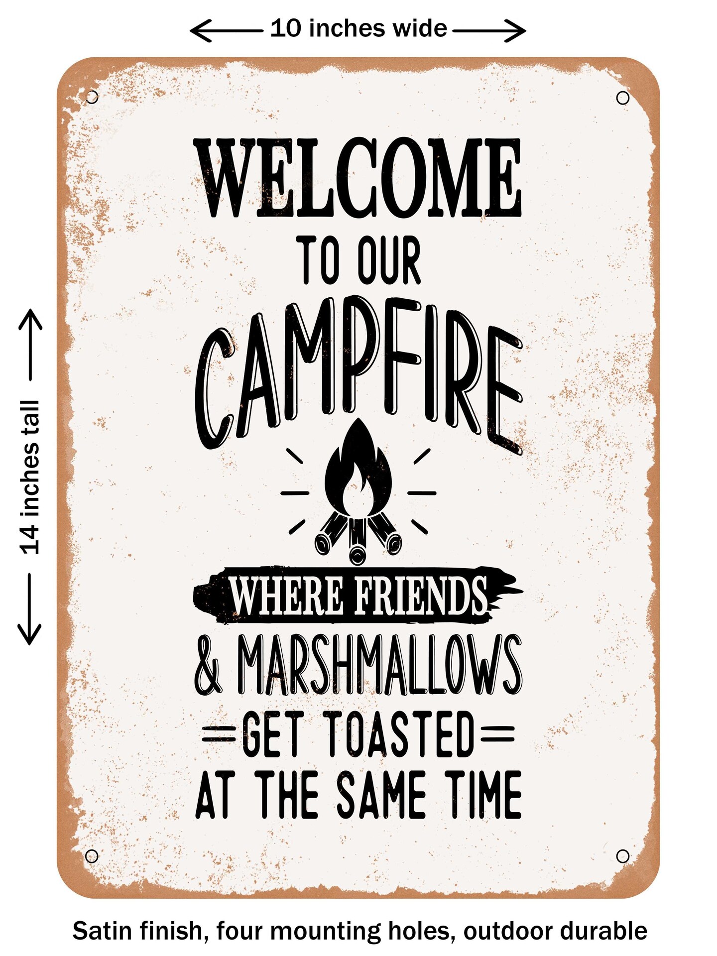 DECORATIVE METAL SIGN - Welcome to Our Camp - Vintage Rusty Look