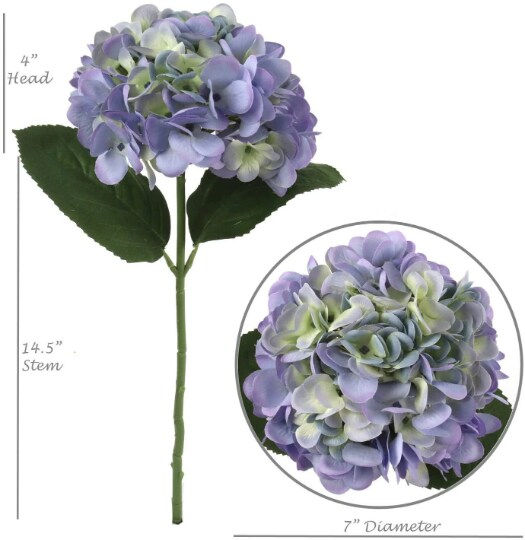 Stunning 18 Inch Blue Silk Hydrangea Flower Trio - Realistic Faux Blooms for Gorgeous Home Decor and Weddings