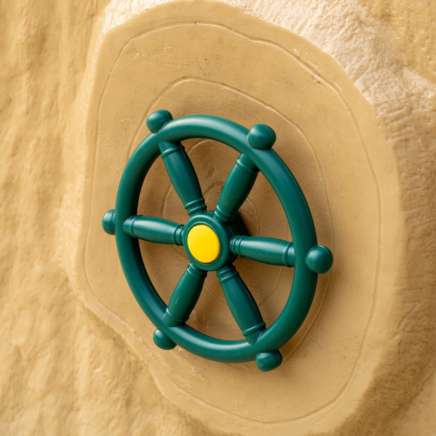 Green and Yellow Outdoor Playground Captain Pirate Ship Wheel, Plastic Playground Swing Set Accessories Steering Wheel
