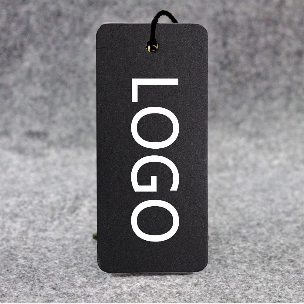 100 pcs Gift Tags with String, Black Christmas Stocking Tags Blank Marking Tags with Safety Pins,Name Tags for Gift Bags Label Clothes Arts and Crafts (Black)