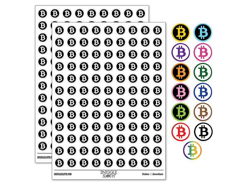 Bitcoin Symbol Inverted on Dark Background Cryptocurrency Money 200+ 0.50&#x22; Round Stickers