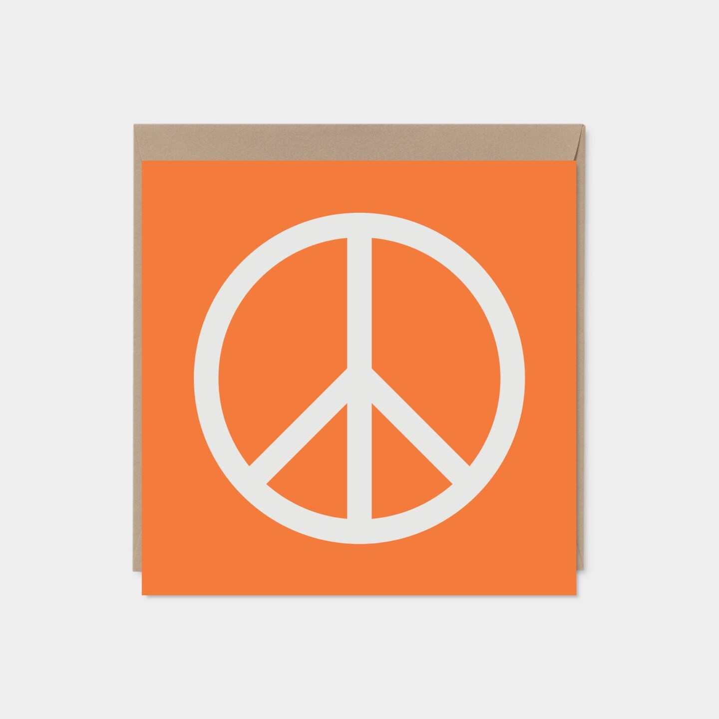 Orange Peace Sign Card, Square Peace