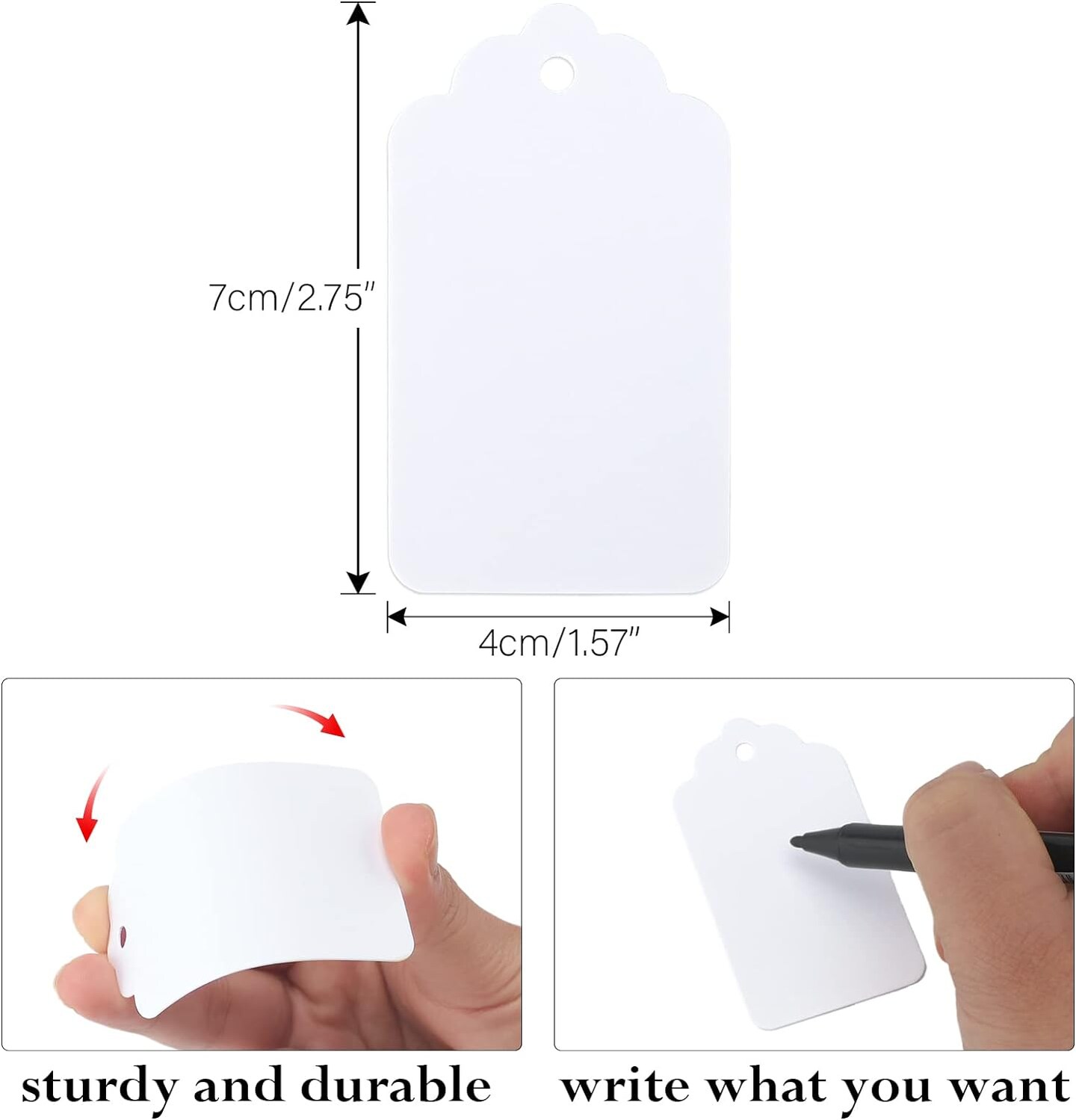 100Pcs Paper Tags,Gift Tags with String,Blank Gift Bags Tags,White Kraft Labeling Tags for Crafts Wedding Christmas Thanksgiving Holiday,Party Favors Tags,Gift Wrap Tags (2.75&#x22;x1.57&#x22;)