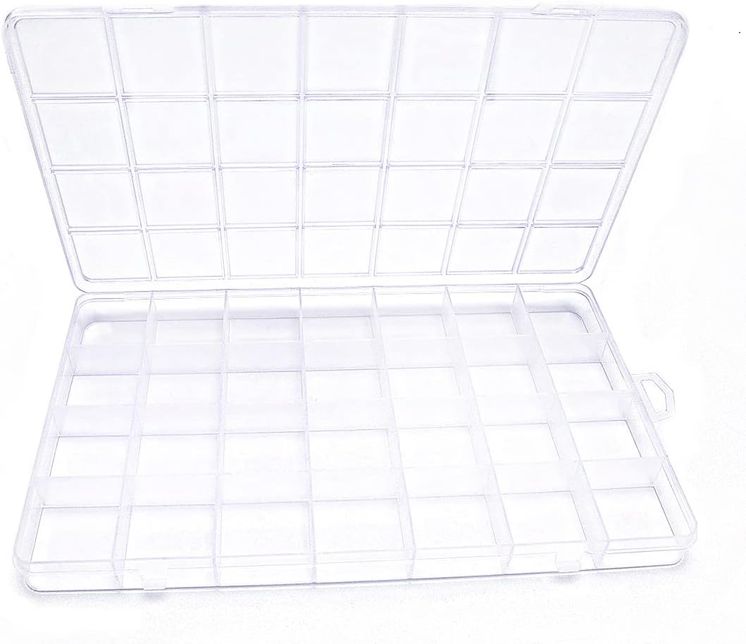 28 Grids Plastic Bead Organizer Box, Organizer Container Storage Box, Dividers for bead arts and crafts.