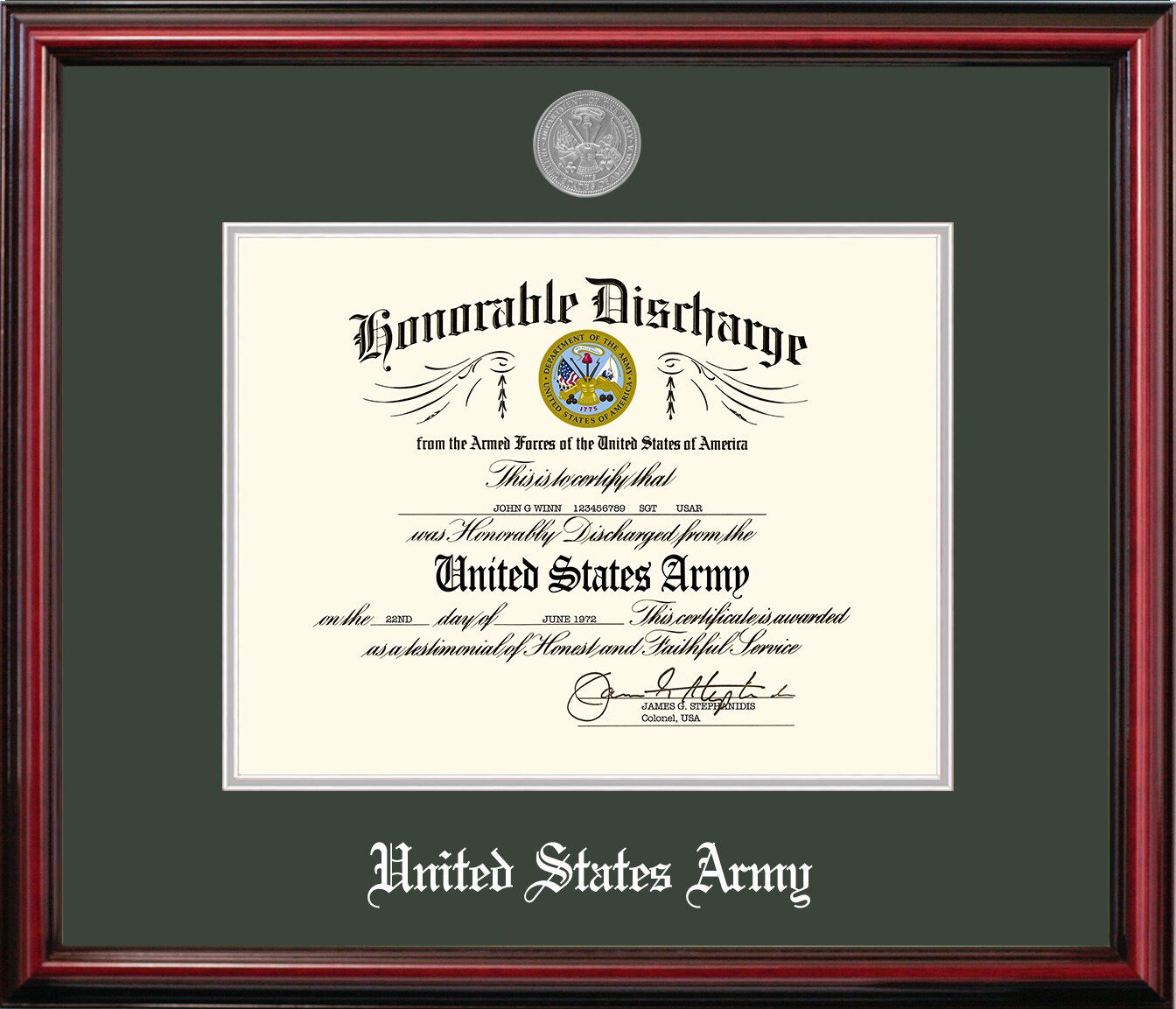 Patriot Frames Army 8.5x11 Discharge Petite Frame with Silver Medallion