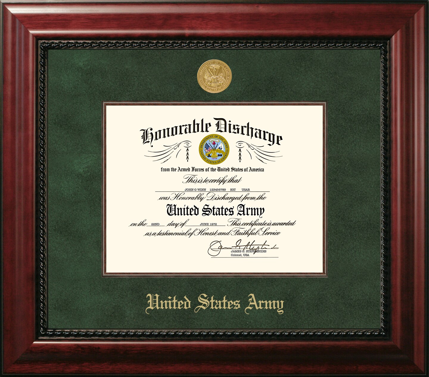 Patriot Frames Army 8.5x11 Discharge Executive Frame with Gold Medallion