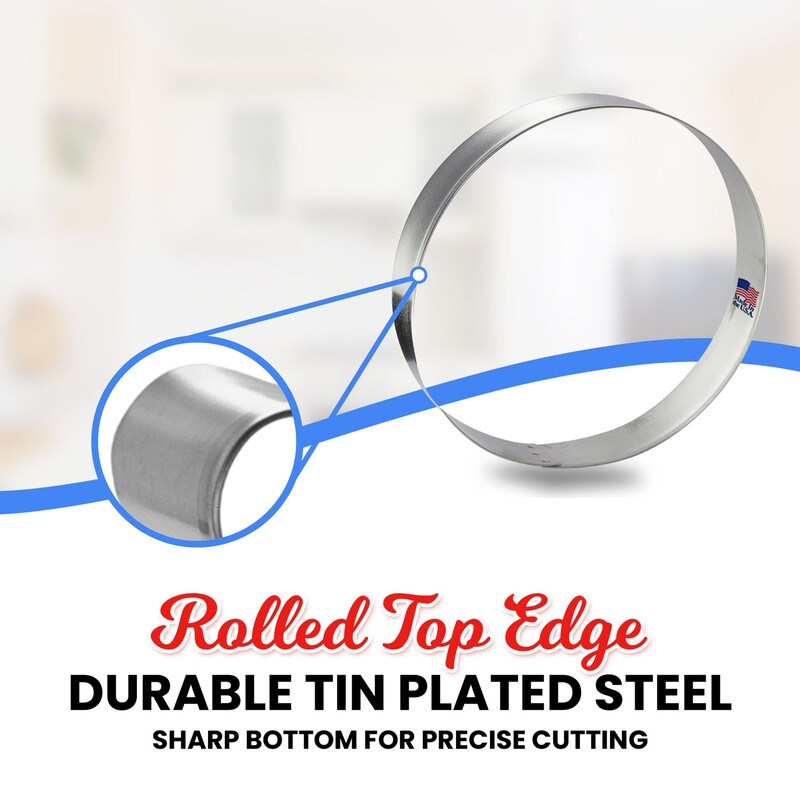 CookieCutter.Com Round Circle Cookie Cutter 5 in &#x2013;Tin Plated Steel Cookie Cutters &#x2013; Made In The USA