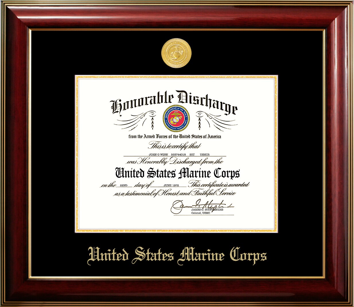Patriot Frames Marine 8.5x11 Discharge Classic Frame with Gold Medallion