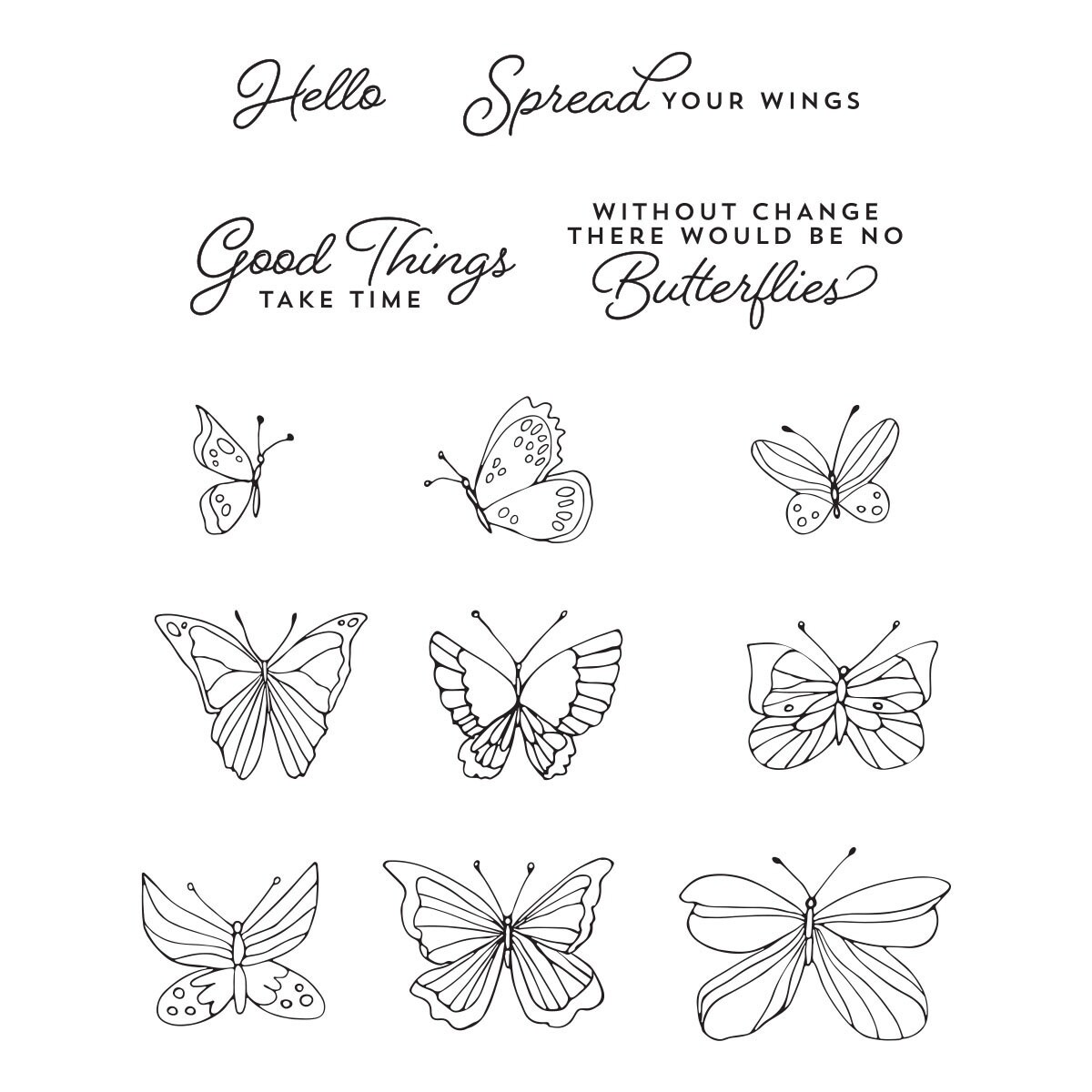 Spellbinders Whimsical Butterflies Clear Stamps