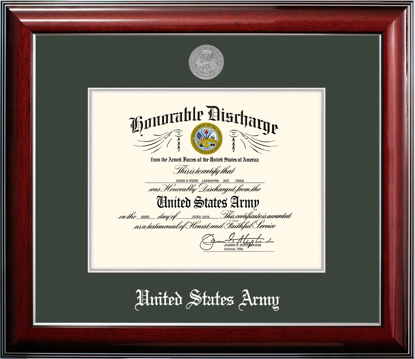 Patriot Frames Army 8.5x11 Discharge Classic Frame with Silver Medallion