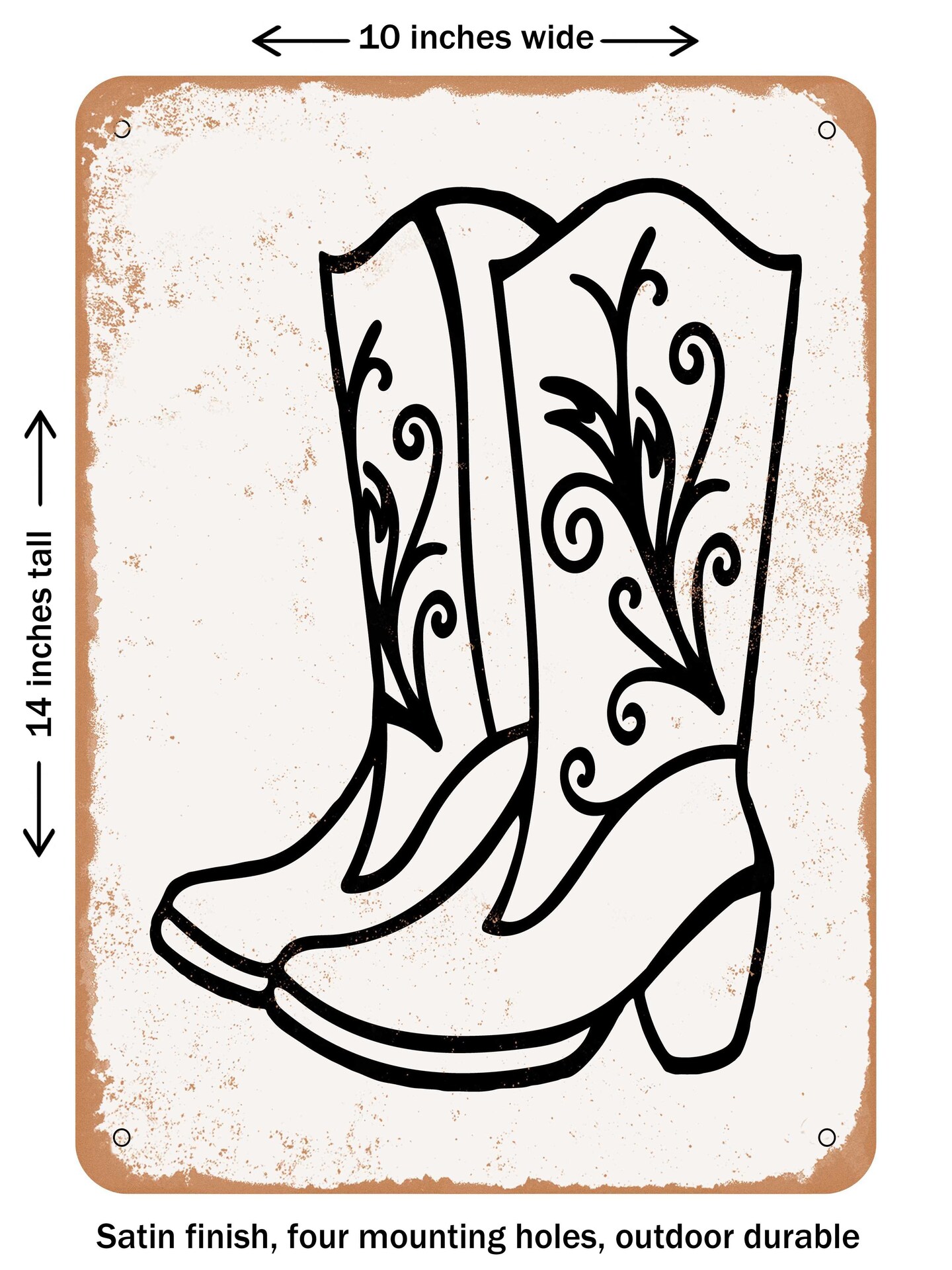 DECORATIVE METAL SIGN - Boots  - Vintage Rusty Look