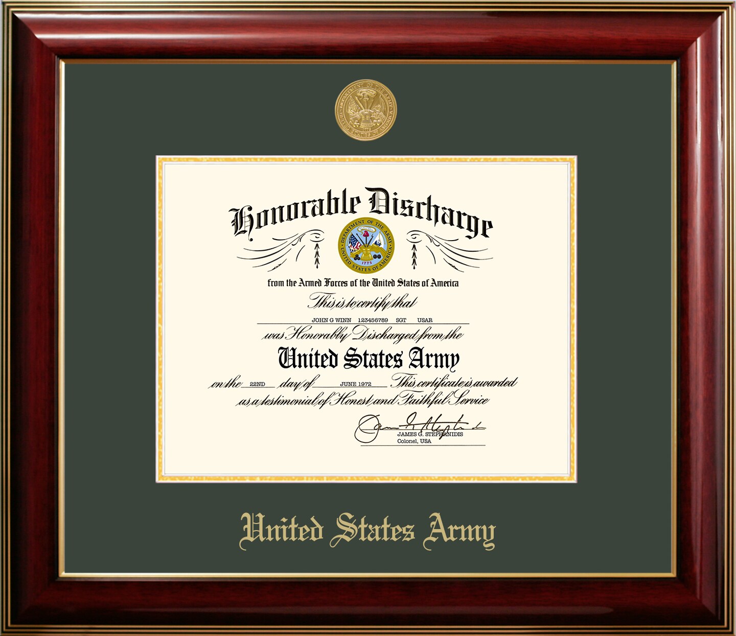 Patriot Frames Army 8.5x11 Discharge Classic Frame with Gold Medallion