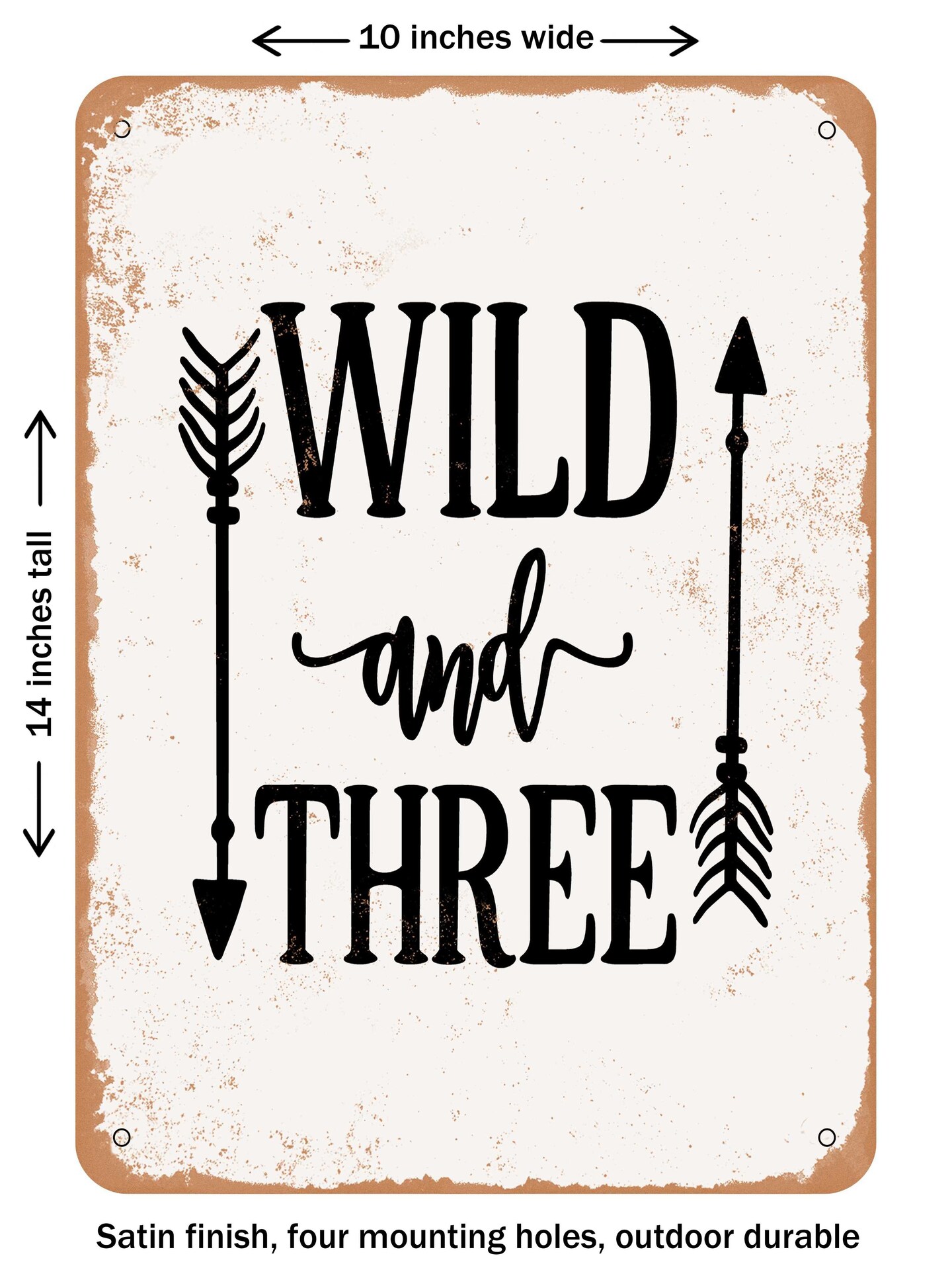 DECORATIVE METAL SIGN - Wild and Three 2 - Vintage Rusty Look