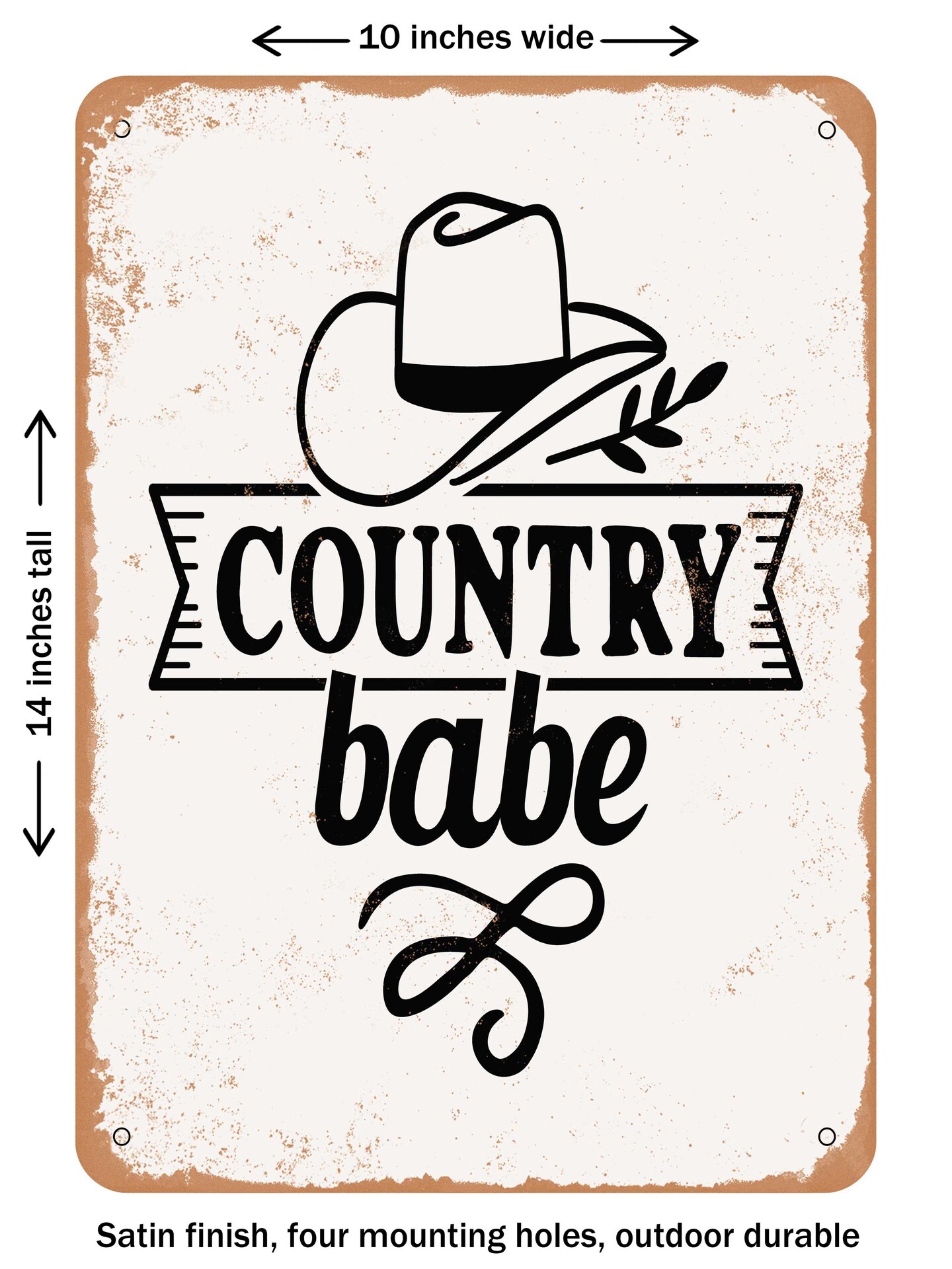 DECORATIVE METAL SIGN - Country Babe - 2  - Vintage Rusty Look
