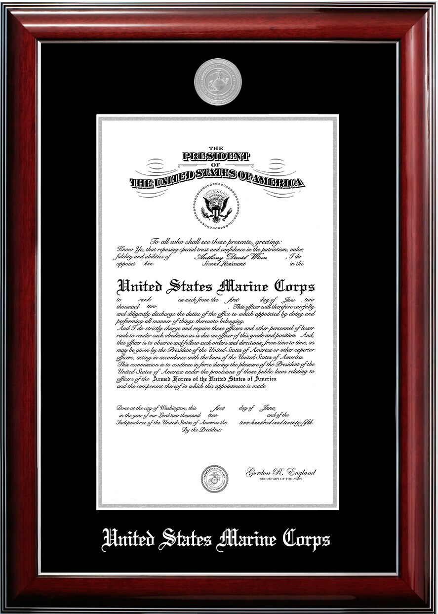 Patriot Frames Marine 10x14 Certificate Classic Mahogany Frame with Silver Medallion