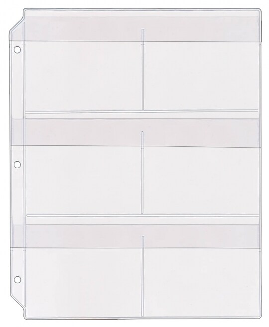 6-Pocket Clear Plastic Binder Page with Flaps