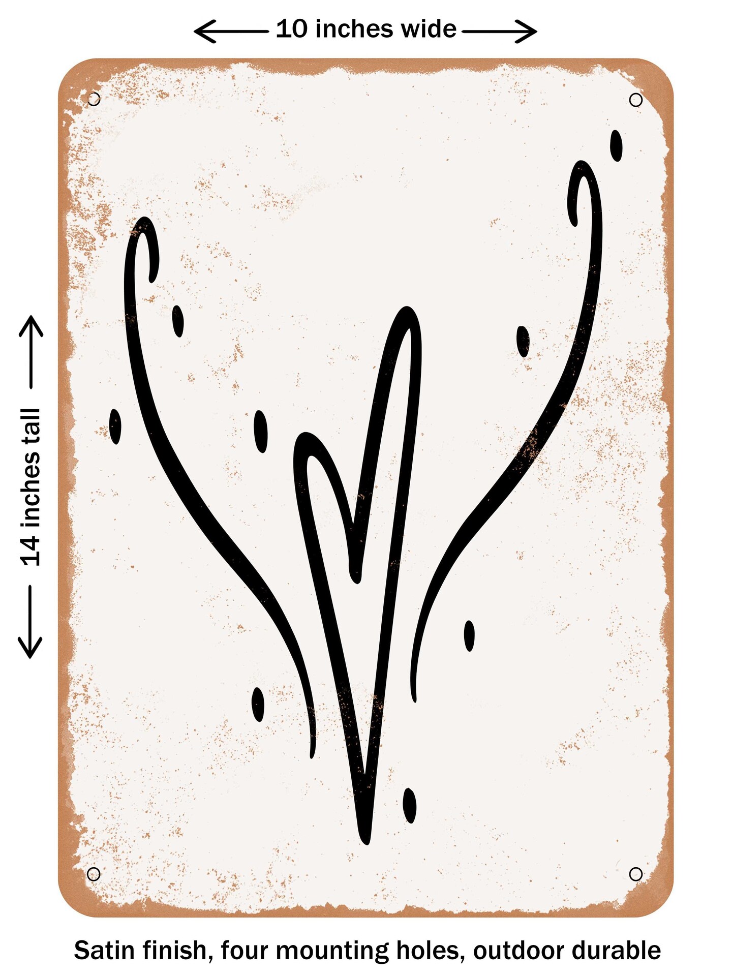 DECORATIVE METAL SIGN - Heart Flourish  - Vintage Rusty Look