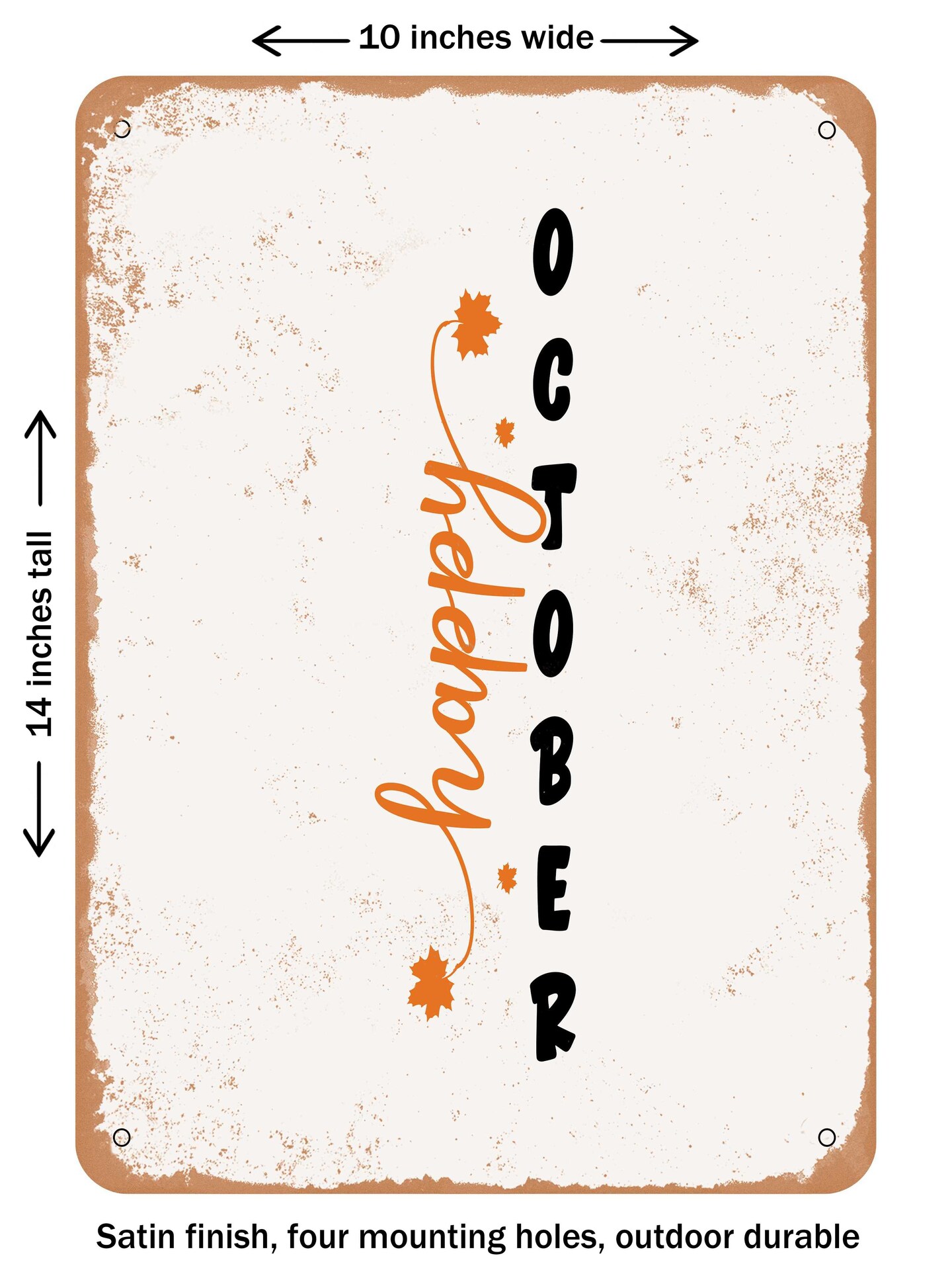 October Menu Sign DECORATIVE METAL SIGN - Happy October - Vintage Rusty Look, Size: 10 x ...
