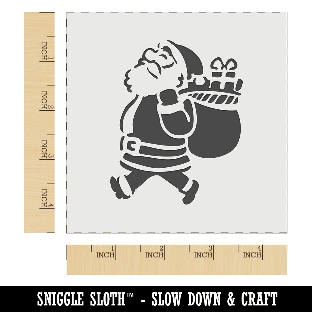Santa Claus with Bag of Gifts Christmas Holiday Wall Cookie DIY Craft Reusable Stencil