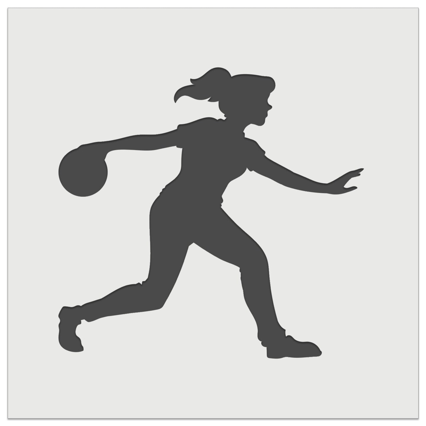 Woman Bowler Bowling Ball Side View Wall Cookie DIY Craft Reusable Stencil