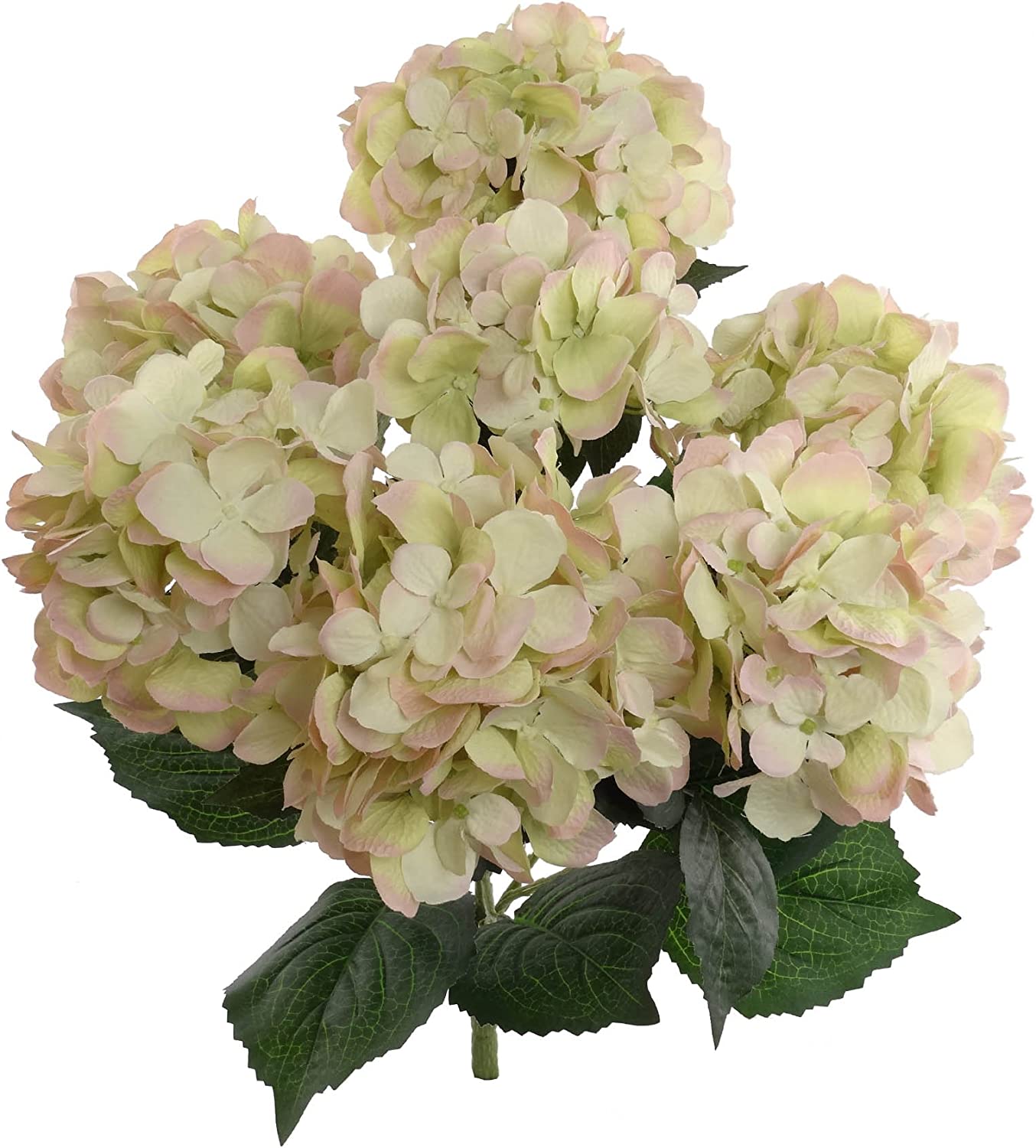 Blooming Bliss: 20&#x22; UV Resistant Artificial Silk Green Hydrangea Bush with 14 Sprays - Create a Lush Atmosphere for Your Garden Party and Summer Celebrations, Rain or Shine, Floral Home by Artificial Flowers