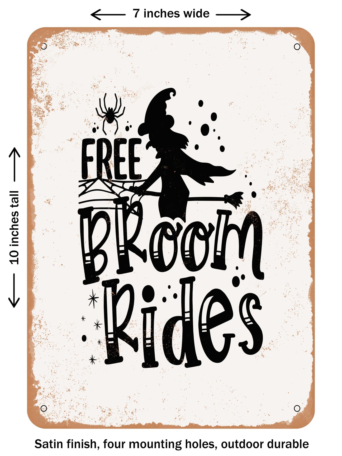 DECORATIVE METAL SIGN - Free Broom Rides - 2 - Vintage Rusty Look, Size ...