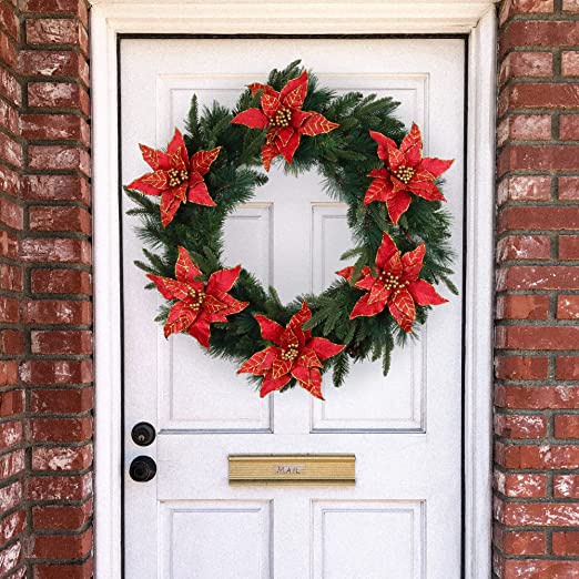 24-Pack Elegant Red Velvet Poinsettia Picks - Perfect Christmas ...