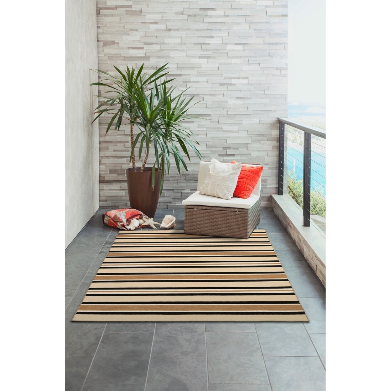 The Rug Department Liora Manne Sorrento Cabana Stripe Indoor Outdoor Area Rug Sisal