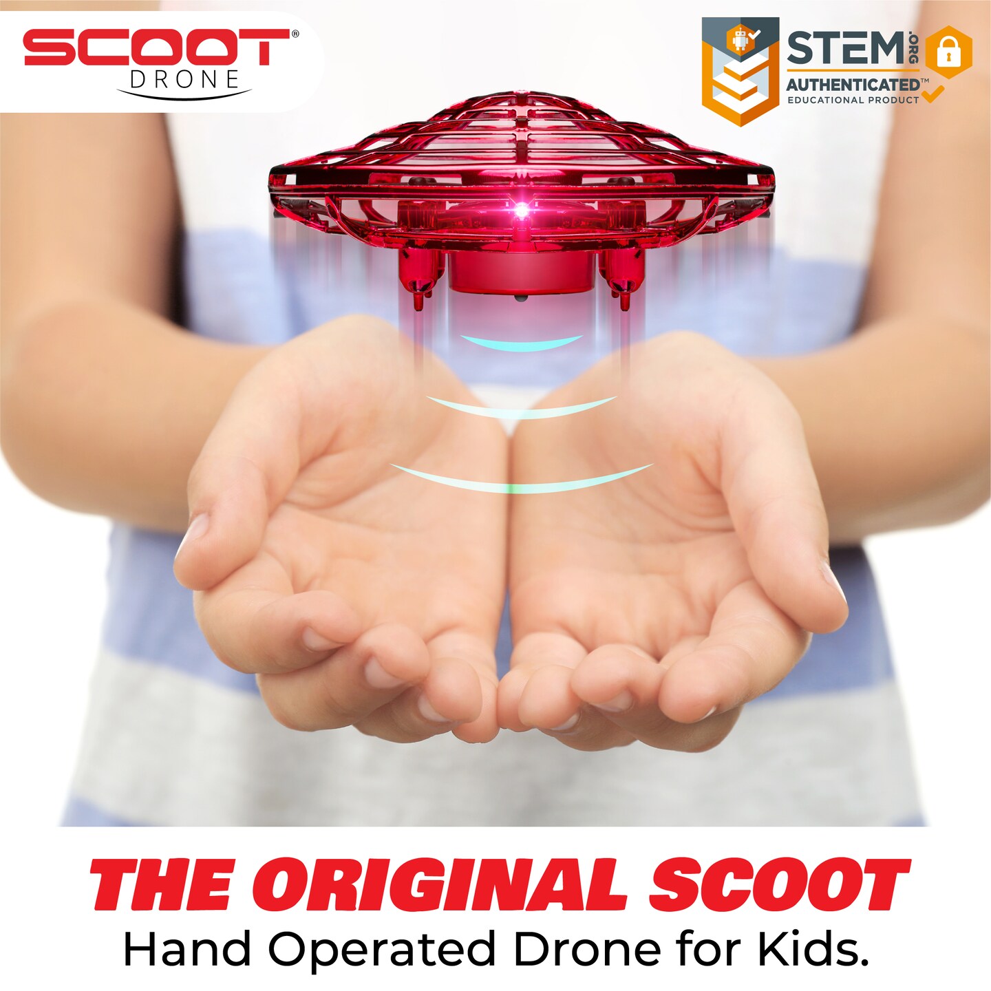 Force1 Scoot Hand Operated Drone for Kids or Adults - Red
