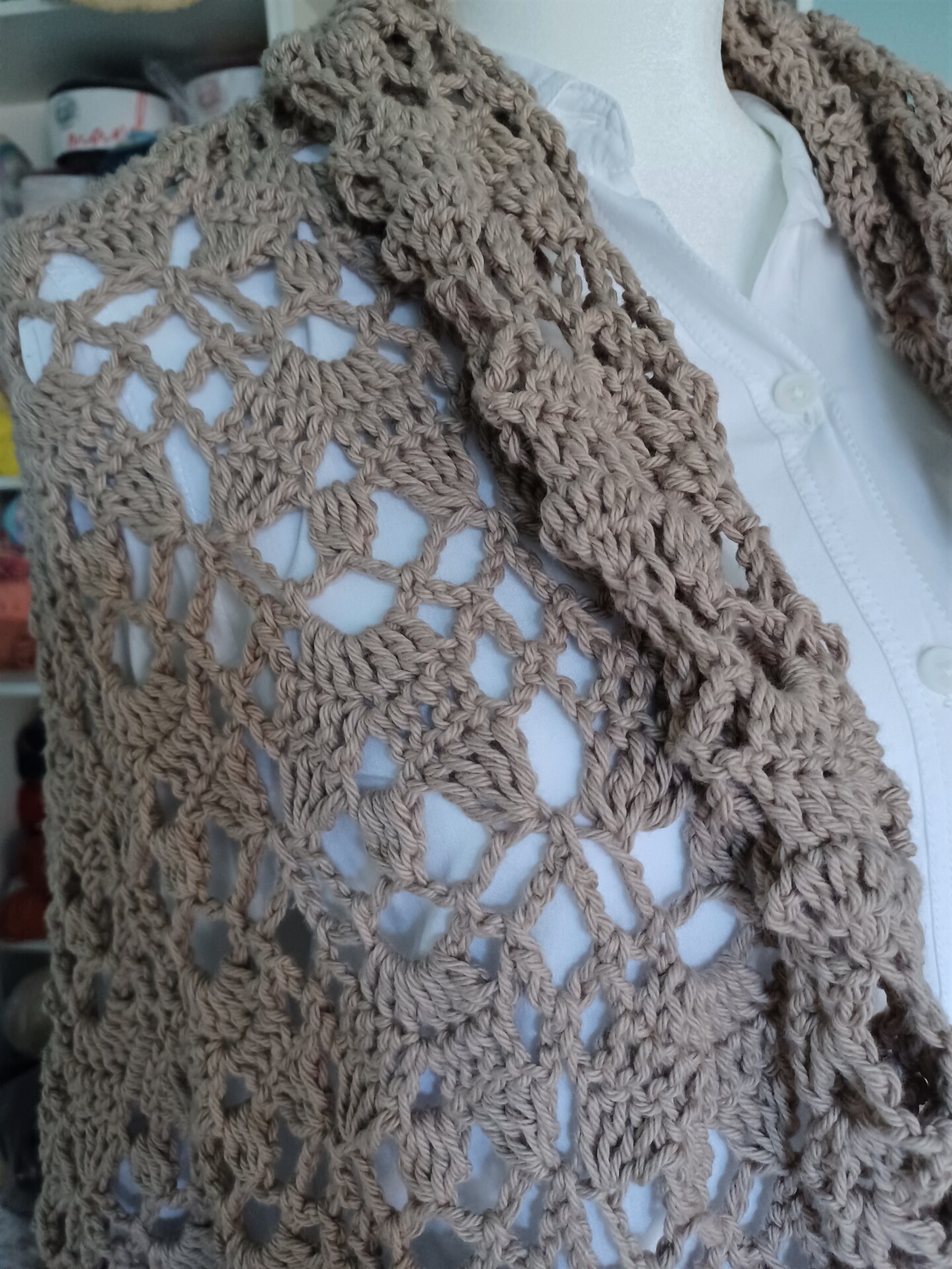 Handmade Lace Shawl cheapest Beige Wool