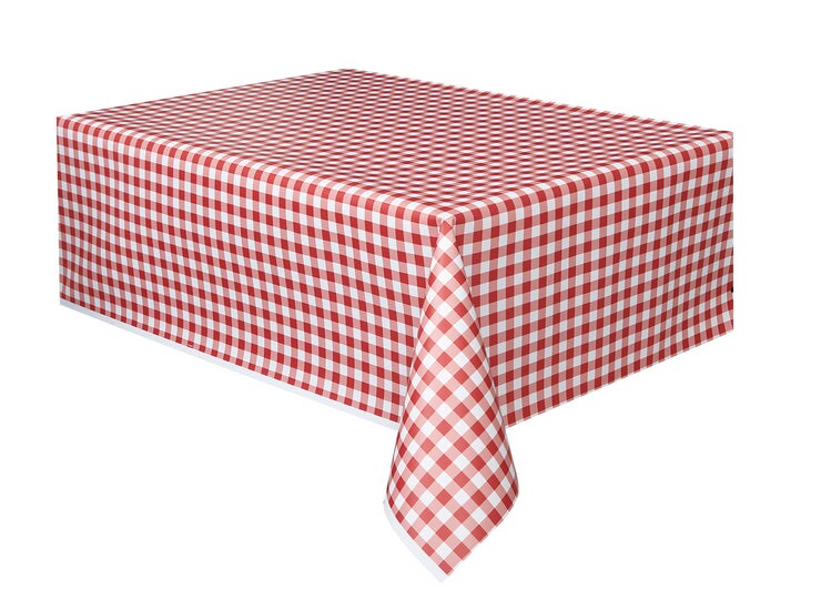 Red Gingham Rectangular Plastic Table Cover, 54&#x22; x 108&#x22;, 1ct