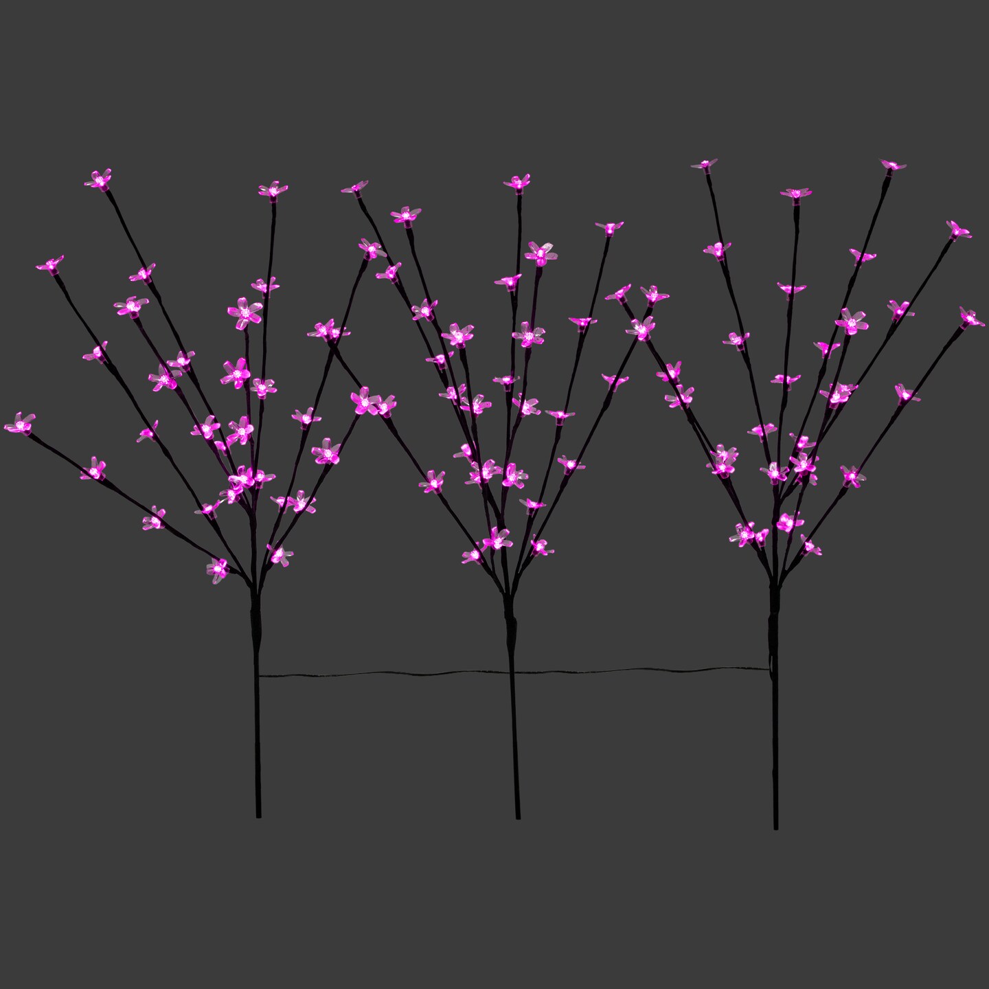Northlight Set of 3 Pre-Lit Cherry Blossom Artificial Tree Branches 2.5&#x27; - Fuschia LED Lights