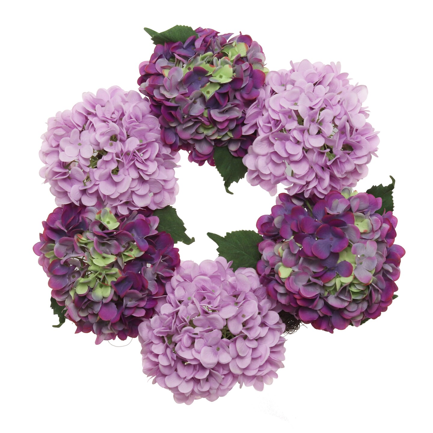 2-Pack: Magenta Pink Hydrangea Wreath, 18&#x22; Wide, Grapevine Ring, UV Resistant, Front Door Wreath by Floral Home&#xAE;