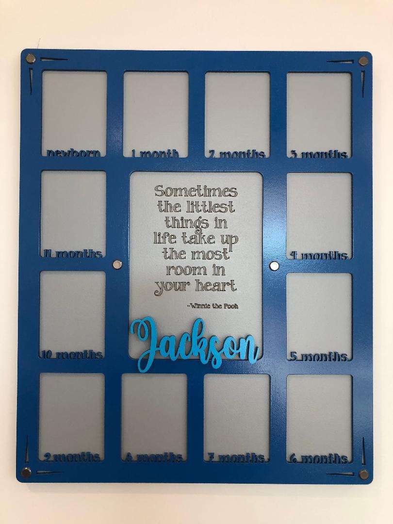 Baby First Year Photo Frame, Personalized 1st Year Picture Board, Baby