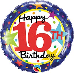 16th Birthday Stars 18&#x22; Round Foil Balloon, 1ct