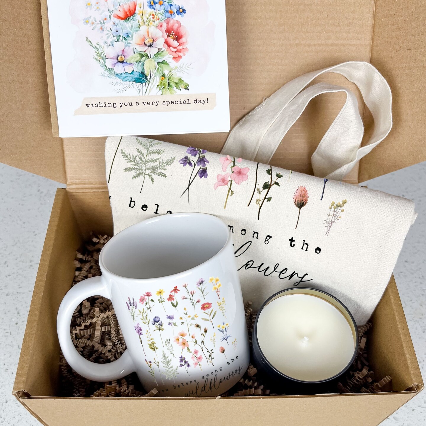 Wildflowers Birthday Gift Box Set for Her With Inspirational Quote ...